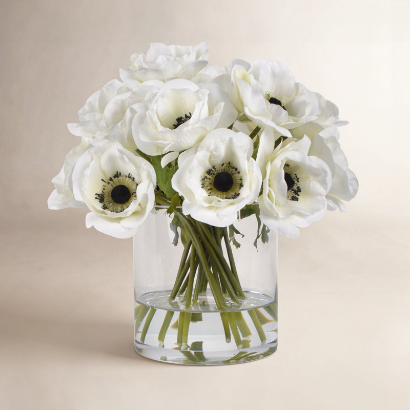 Poppy In Cylinder Glass, White