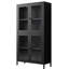 Armoire en métal à 4 tablettes avec portes en verre trempé pour terrasse - noir Rangement à 3 ou 4 tablettes