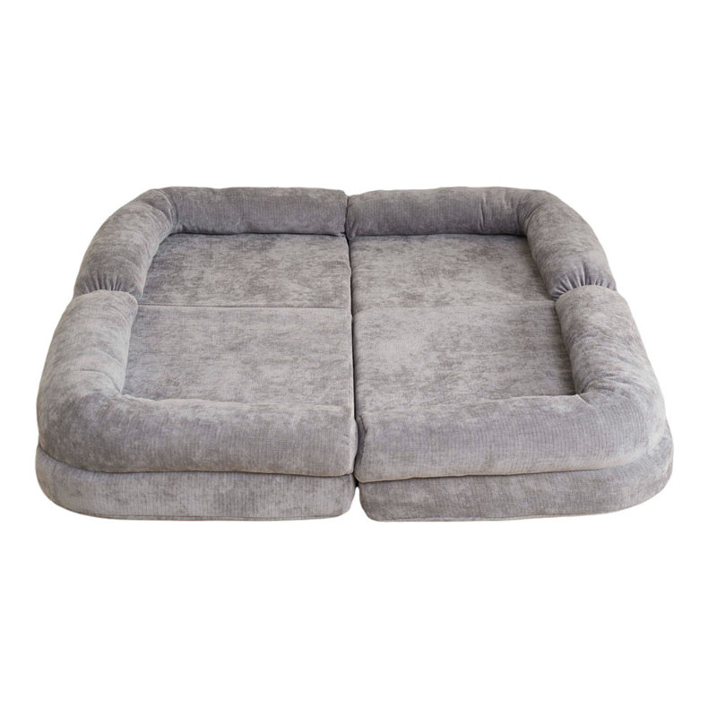 Canapé-lit double convertible pliable, gris, Coton gris