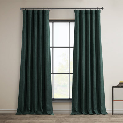 Ottis Faux Linen Room Darkening Curtain Panel 