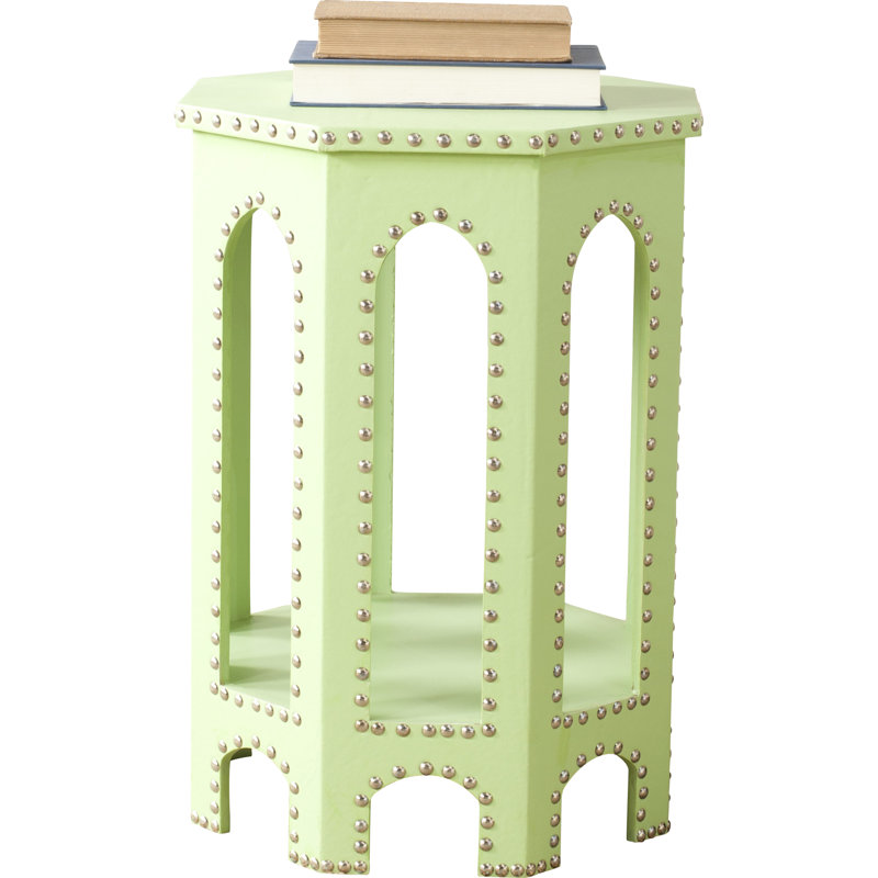 Table de bout cylindrique avec rangement Nara, Vert clair
