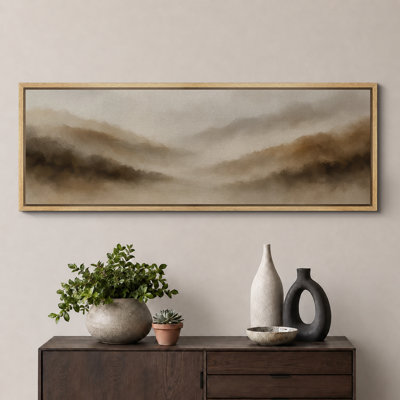 Large Framed Canvas Print Wall Art - Neutral Abstract Landscape Print for Minimalist Modern Wall Decor
