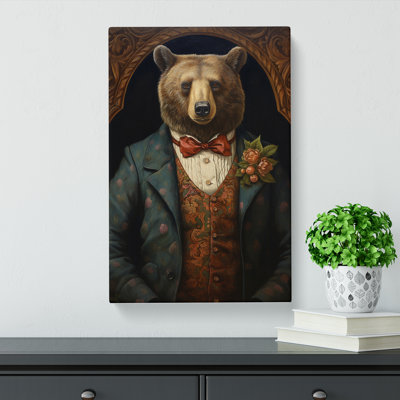 Bear Victorian Art - Wrapped Canvas