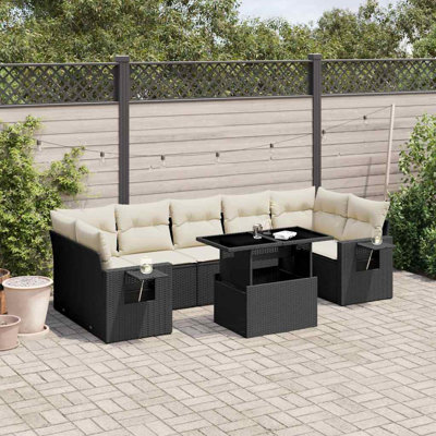 Ensemble de canapé de jardin en rotin PE noir Vidaxl