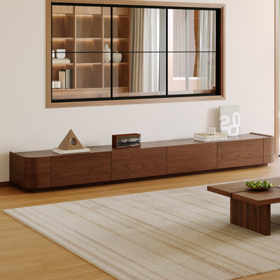 Ayrah Mid Century Modern TV Stands, 6 Drawers, Solid Wood Brown Media Console by Latitude Run
