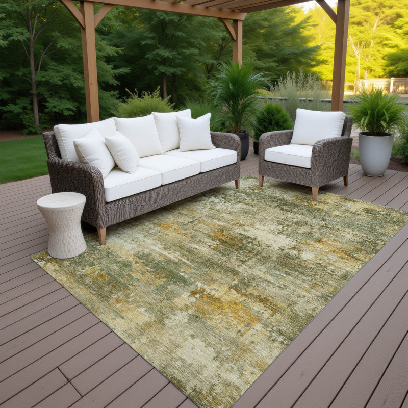 Machine Washable Indoor/Outdoor Earleville ACN2368 Abstract Rug, Rectangle 5' x 7'6"