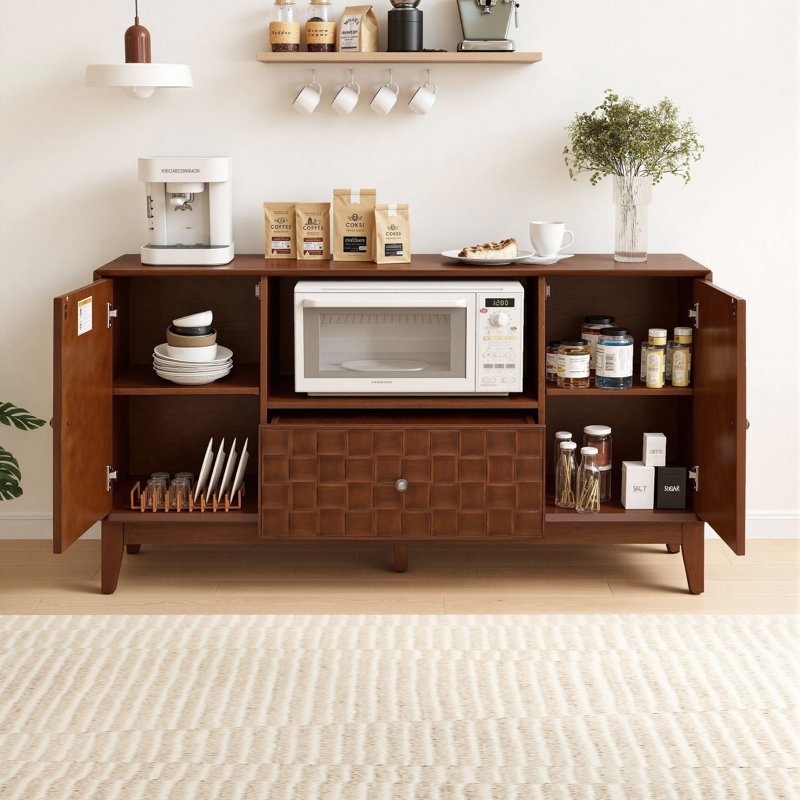 Buffet 56 "Mid-Century Buffet Cabinets 2 portes en bois et 1 tiroir