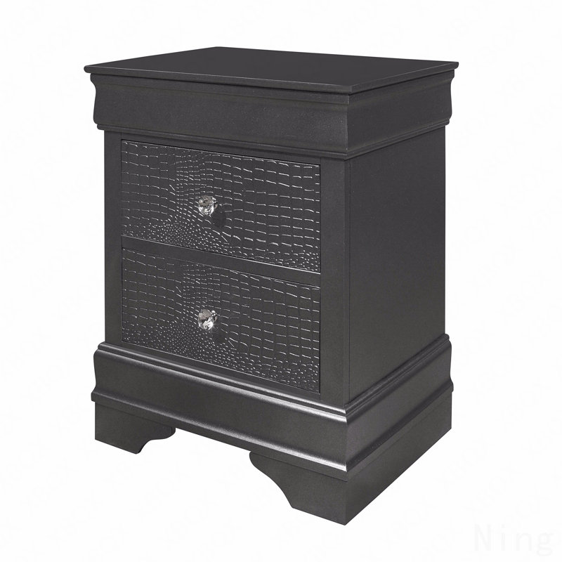 Metallic Grey Nightstand, Metallic Gray