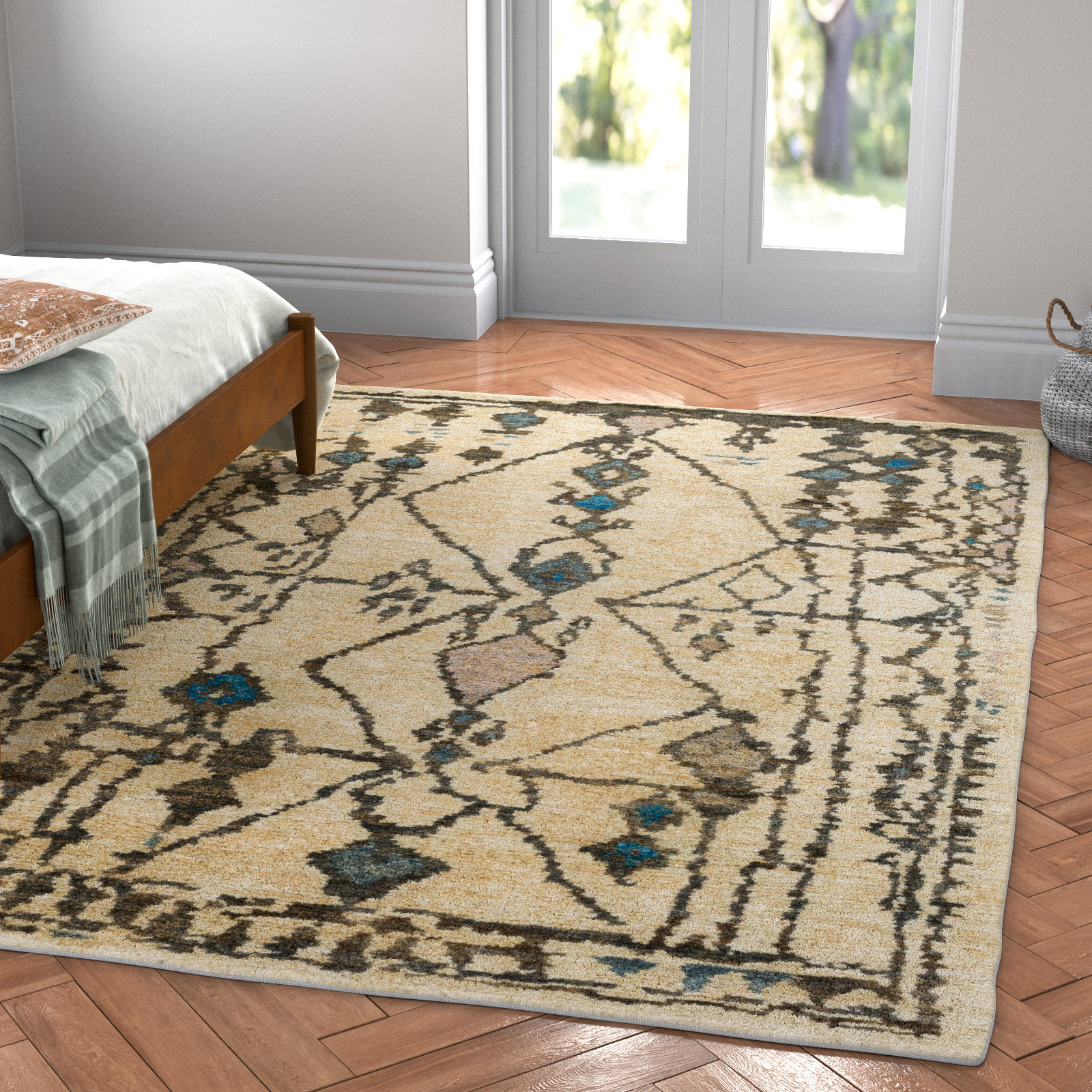 Semele Brown Hand-Knotted Jute Rug, Rectangle 6' x 9'
