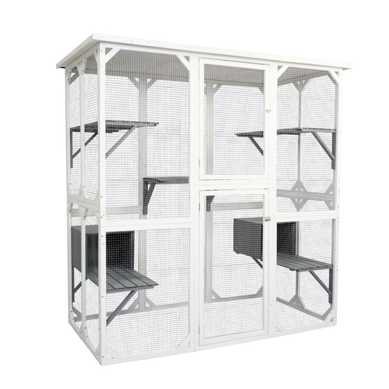 Mignonne boîte pour animaux de compagnie, maison blanche en bois pour les compagnons affectueux, charmante et adorable