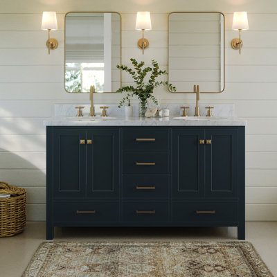 Amariani 61'' Double Bathroom Vanity with Carrara Marble Top