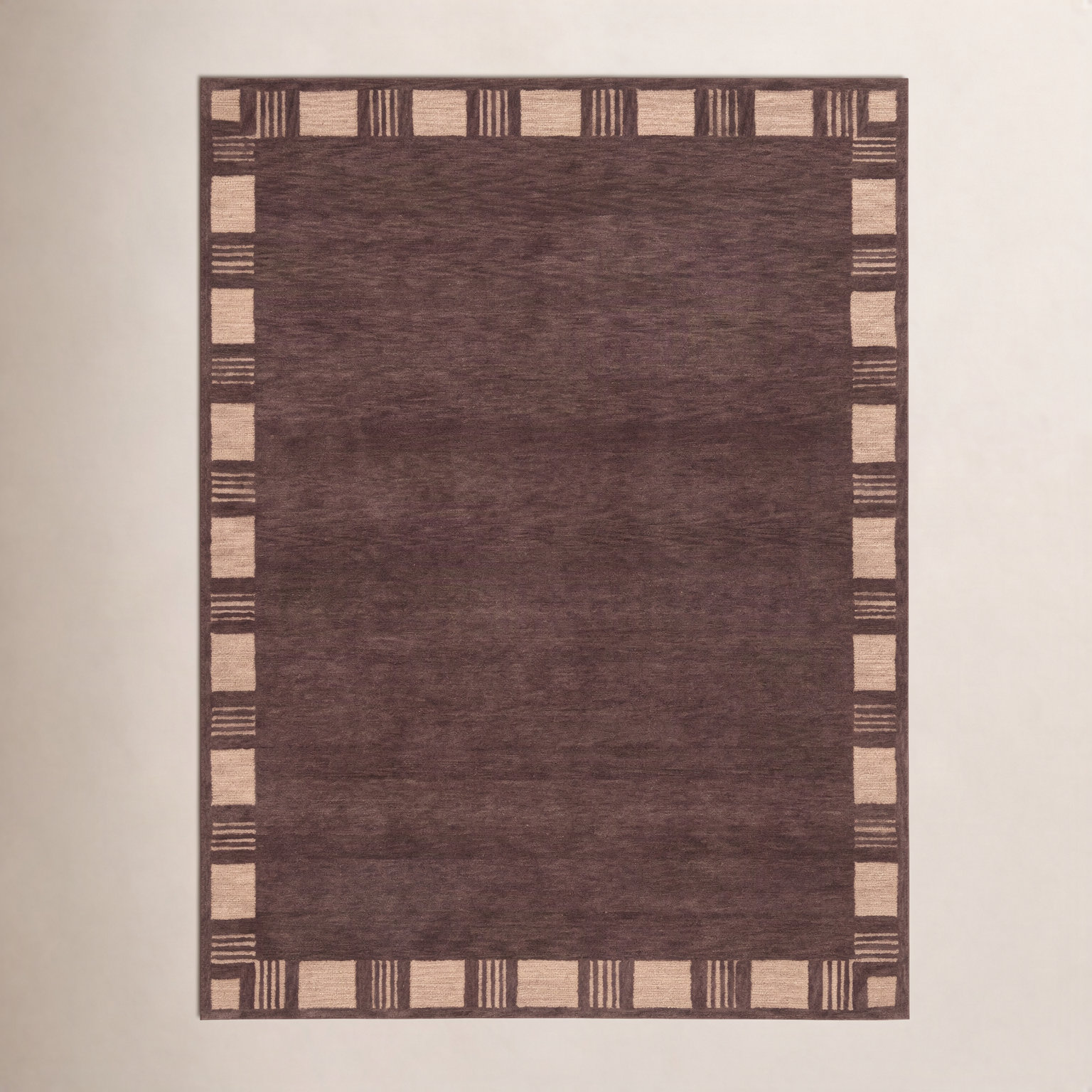 Hand-Tufted Geometric Wool Rug, Red, 7'9x9'9