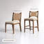 Lot de 6 chaises de salle à manger rembourrées brun foncé avec dossier en jonc de mer et siège en lin-393645264-429227817