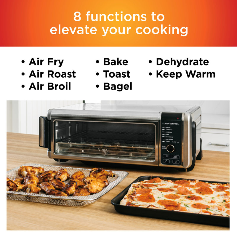 Ninja Foodi Digital Air Fry Countertop Oven with 8-in-1 Functionality, Flip Up & Away Capability for Storage Space with Air Fry Basket, Wire Rack & Crumb Tray
