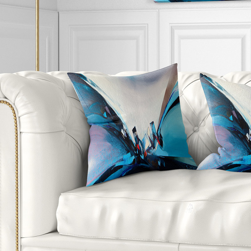 Conception abstraite bleue panoramique - coussin à imprimé paysage, 18 po x 18 po, Coussin décoratif
