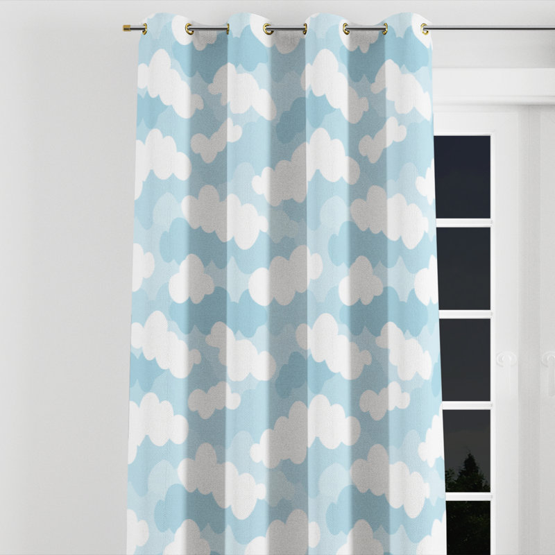 Rideaux Boho - blanc avec œillets Baldrige - 1 panneau, Œillets dorés, L 52 po x L 120 po