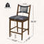 Tabouret de comptoir d'intérieur rembourré en bois avec finition noyer, revêtement gris anthracite et corde noire, ensemble de 2