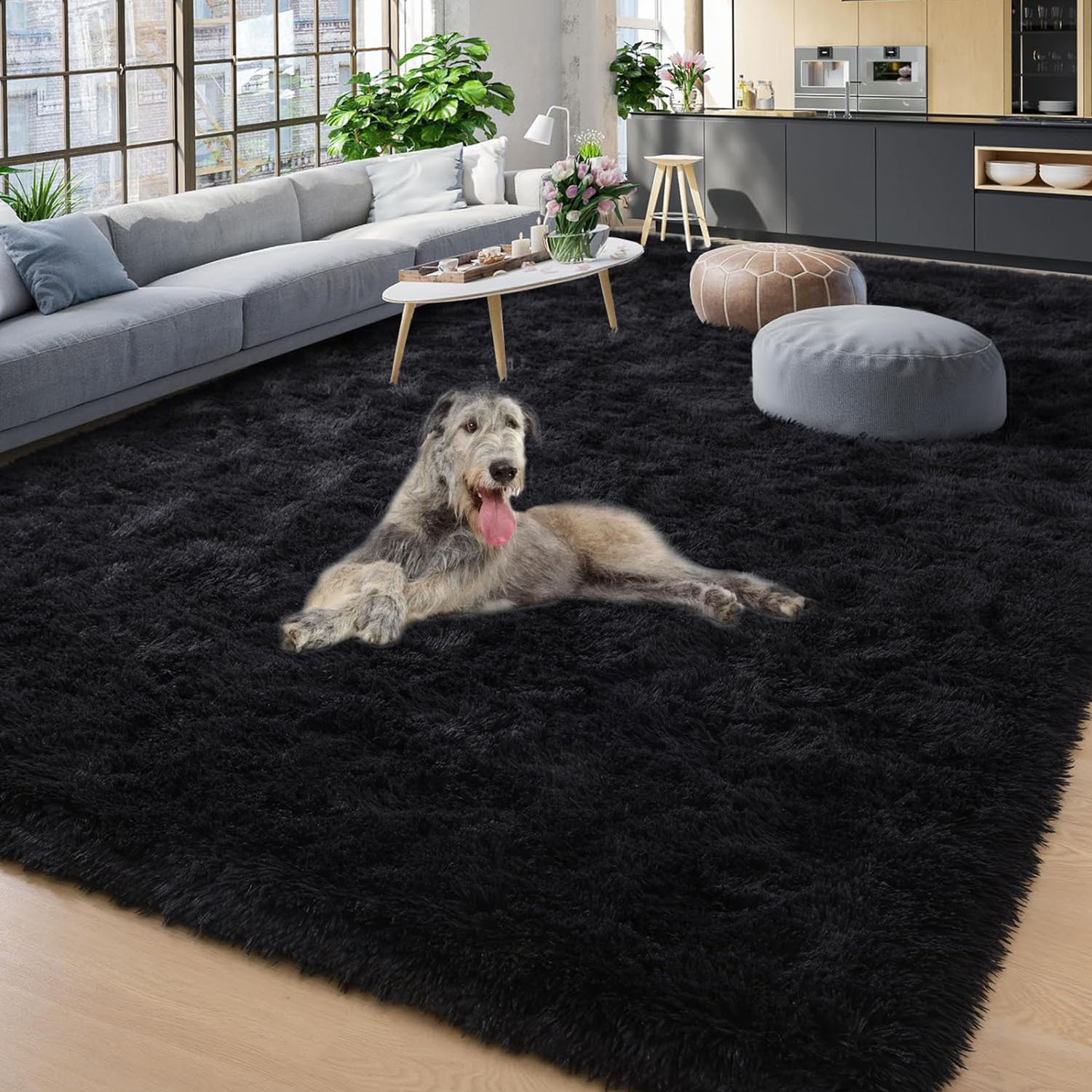 Mercer41 Ultra Soft Fluffy Black Bedroom Rug | Wayfair