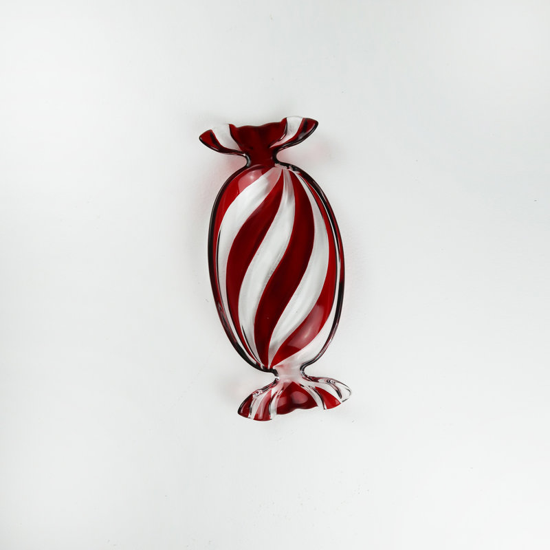Godinger Christmas Peppermint Candy Tray, 9.45" H x 4.21" W x 1.38" D