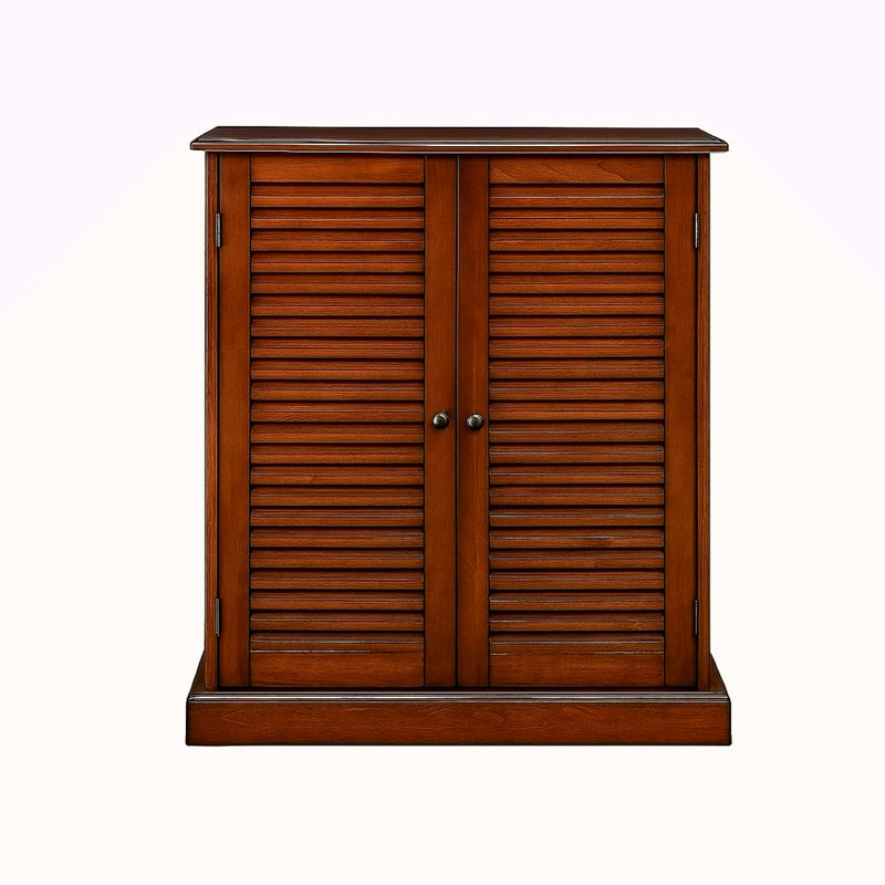 Armoire à chaussures avec 5 tablettes et portes à persiennes, Chêne