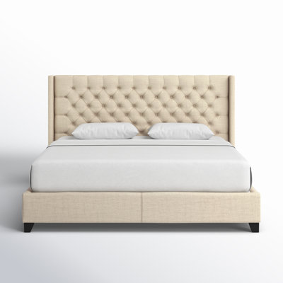 Kaster Linen Upholstered Wingback Bed