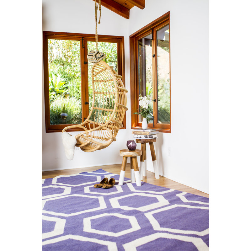 Wool Geometric Area Rug, Rectangle 5' x 8'