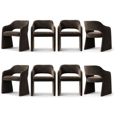 19" Seat Height Upholstered Chenille Dining Armchair