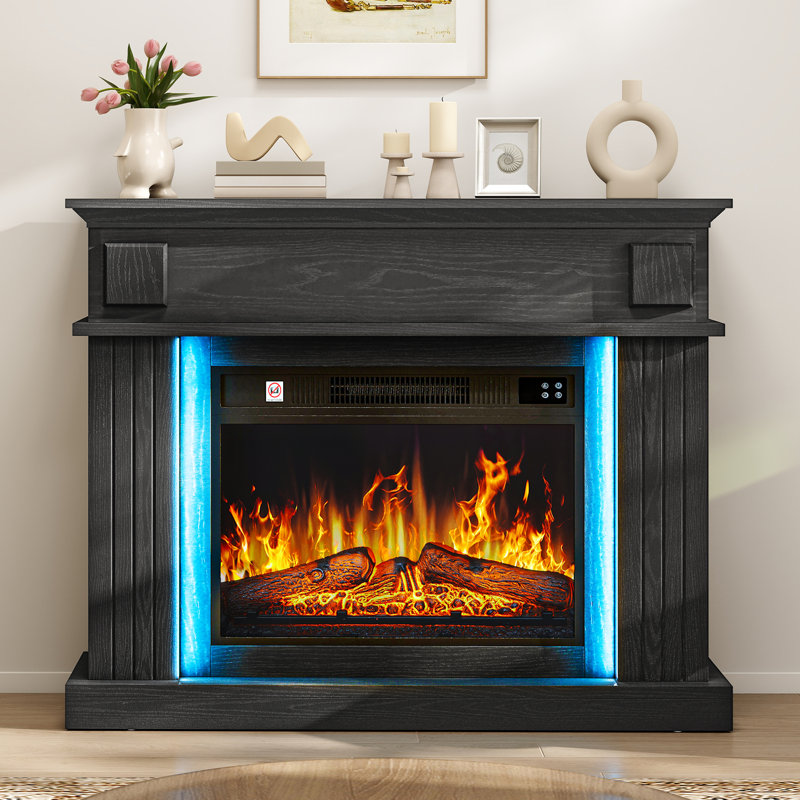 Metro Lane 100cm W Electric Fireplace with 6800 BTU, Black
