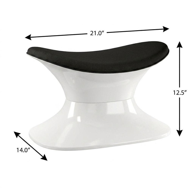 Tabouret ovale en coton noir et blanc de 53 cm