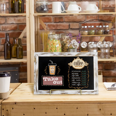 Wood Frame Chalkboard Sign W/ Easel Stand