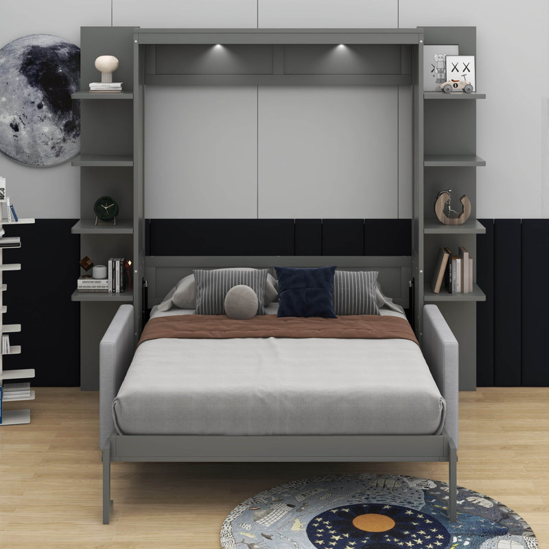 Grand lit escamotable avec canapé, Gris