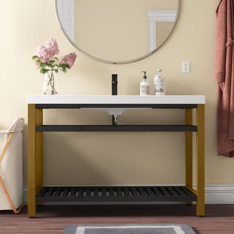 Ensemble de meuble-lavabo simple 48 po Raya, Noir doré