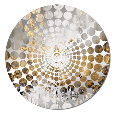 Gold And White Abstract - Concentric Circles Decorative Mirror