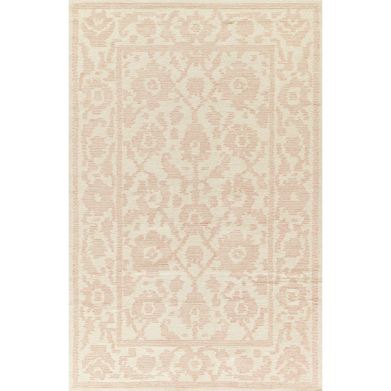 Pepperdine Hand Tufted Wool Traditional Pink Area Rug 5' X 8', 9' X 12'