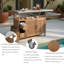 Chariot de cuisine d'extérieur | Style campagnard, bois massif, plateau en acier inoxydable, roues verrouillables-128864470