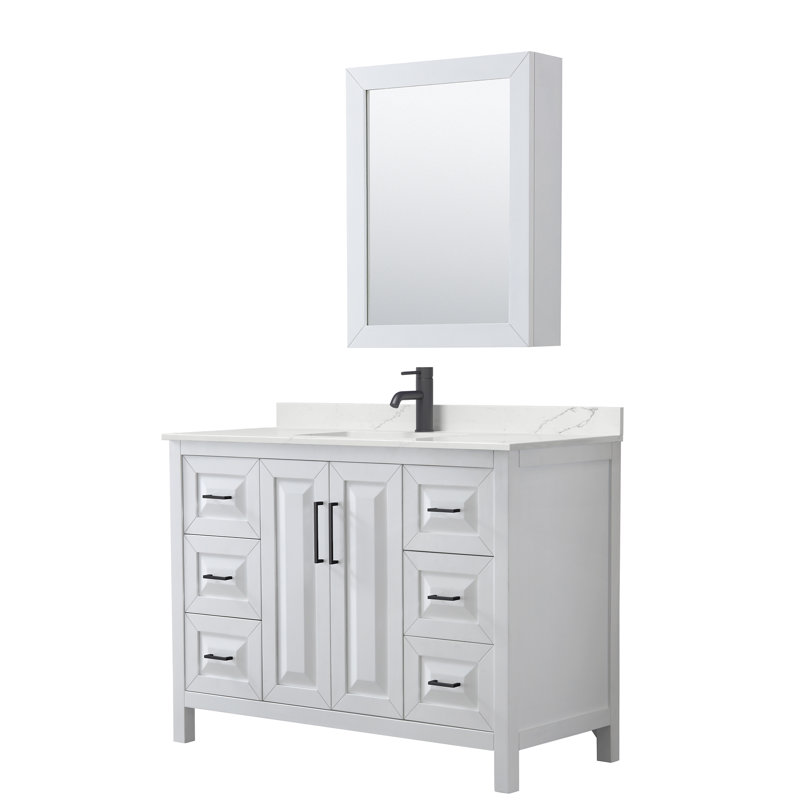 Daria 48'' W Vanity, Matte Black, White, Giotto Quartz