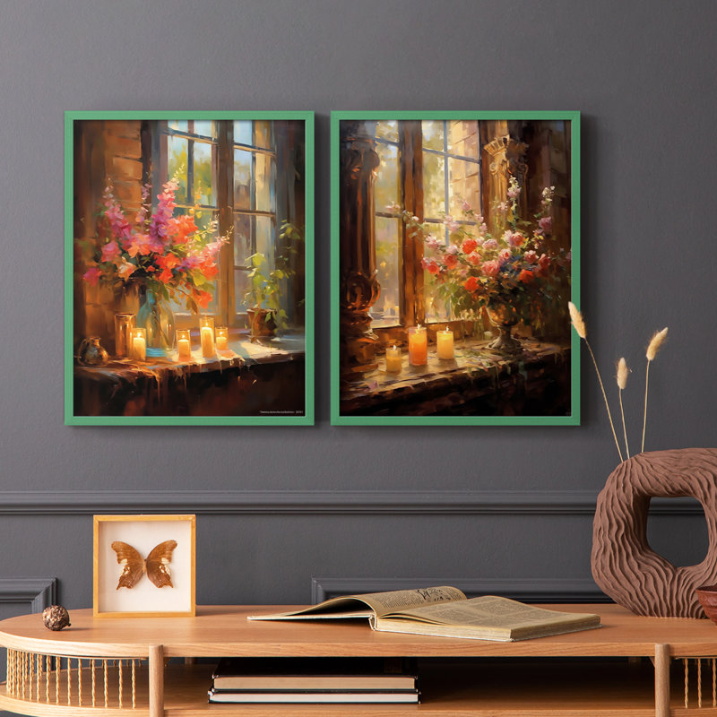 FLORAL Series DCCLXV - Reproduction encadrée de qualité supérieure - prête à être accrochée - aucun clou requis - aucun clou requis
