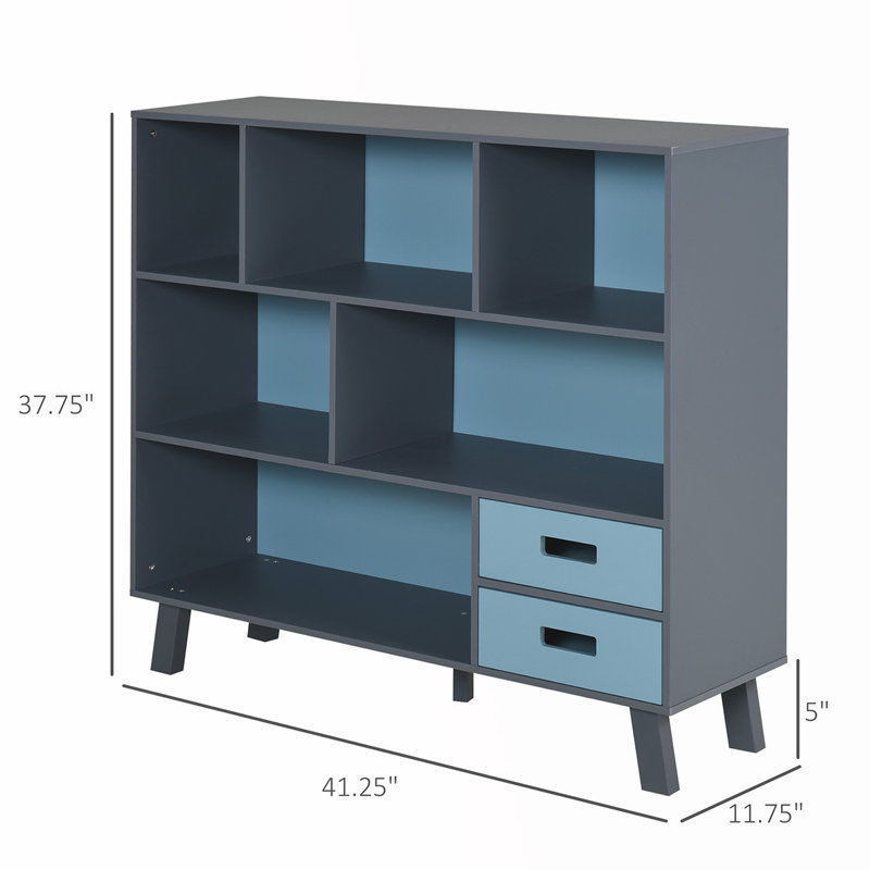 3-Tier Bookcase With Open Shelves, Blue