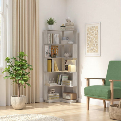 6-Tier Corner Bookcase – Space-Saving L-Shaped Shelf with Anti-Tip Safety