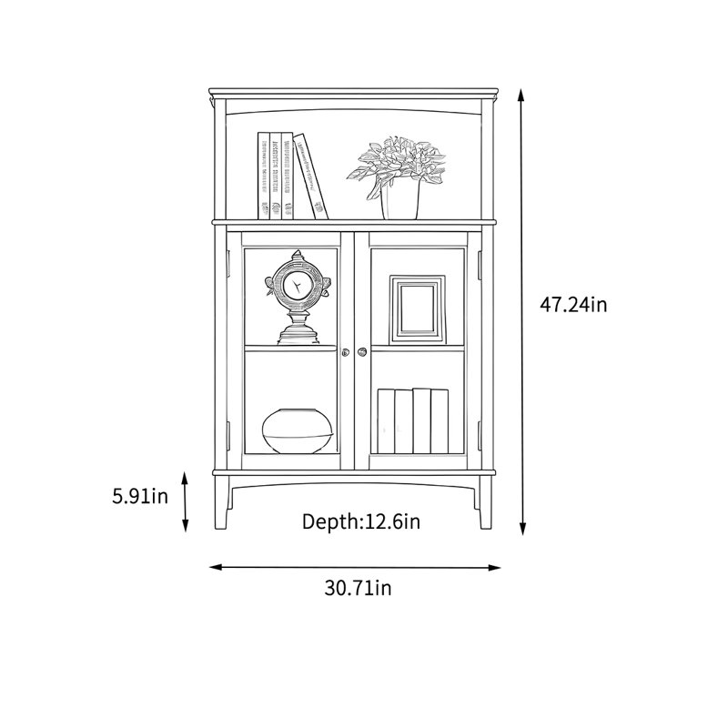 Armoire à thé de salon, H 47,24 po x l 30,71 po x P 12,6 po