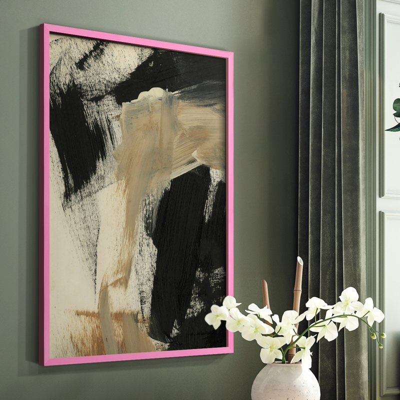 «Baked Paintstrokes IV», reproduction encadrée - bois massif, Rose, H 10 po x l 8 po