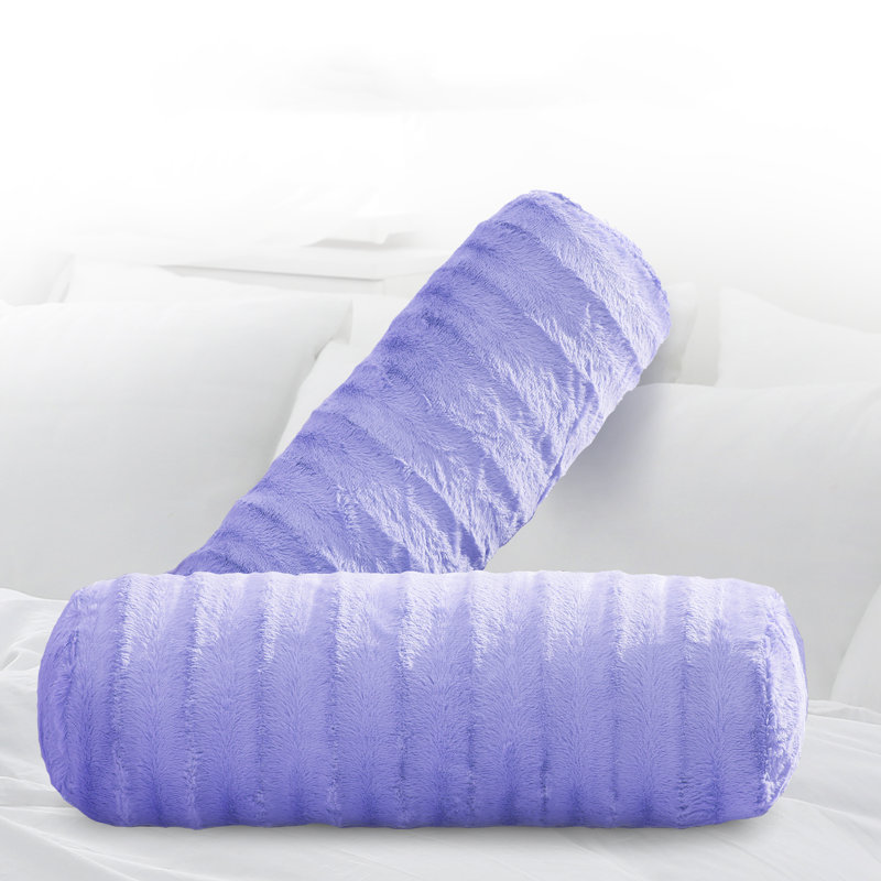 Cheer Collection Faux Fur Bolster Pillow, Very Peri