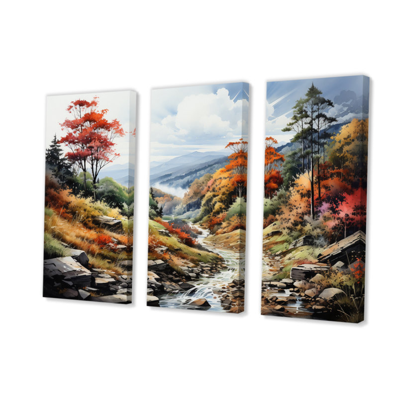 Forêt, Great Smoky Mountains I, impression sur toile 3 pièces, H 32 po x l 48 po x P 1 po