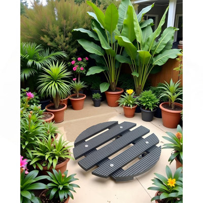 6-Pack 12" Round Plant Stand with 360° Lockable Caster Wheels, 220 lbs Capacity, Heavy-Duty Weather Resistant WPC Plant Caddy for Large Planters, Indoor Outdoor