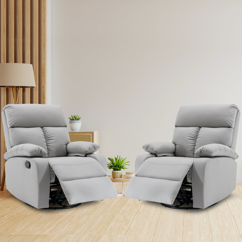  Swivel Rocker Recliners For Small Spaces,rocking Recliner Chair For Nursery,rv Recliners With Overstuffed Arm And Back (set Of 2)-Light Gray