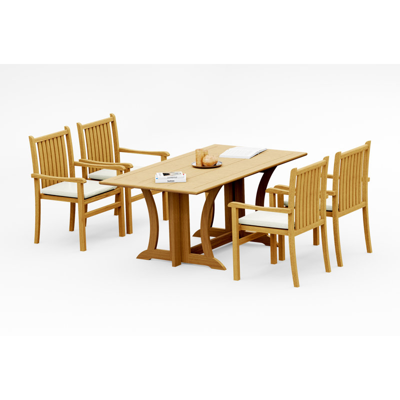 Teak Wood Patio Dining Set with, 4