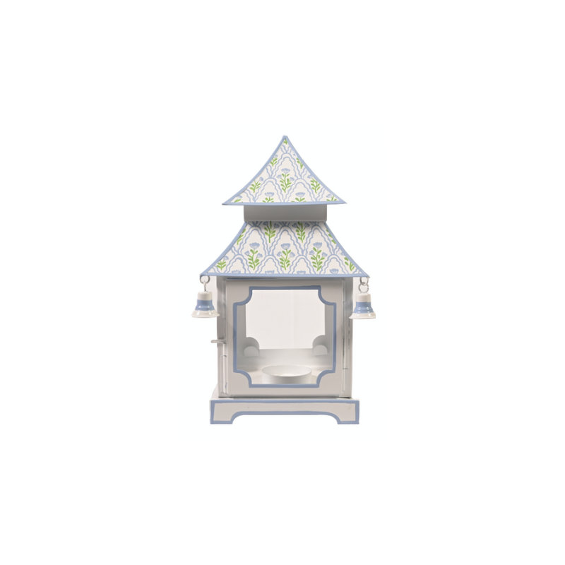 White & Lavender Tulip Pagoda Lantern (3 Sizes), 5.5" H x 4" W x 4" D
