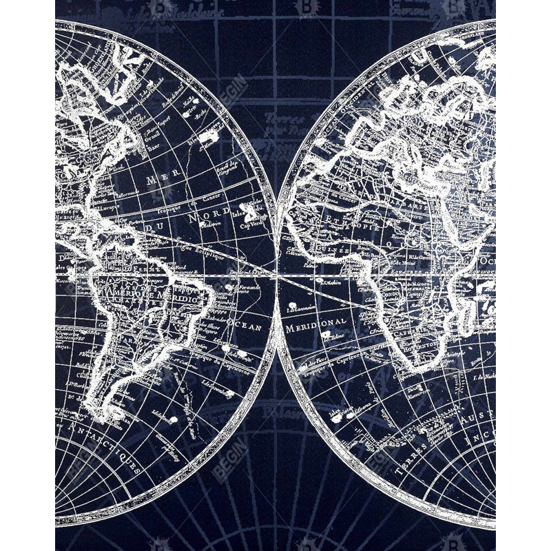 World Map Blue Print - Satellite View Canvas for Home Decor