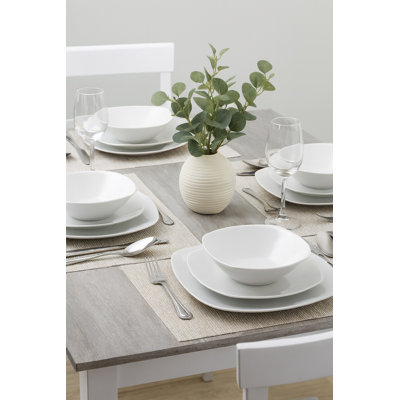 Waterside 12pc White Square Porcelain Dinner Set