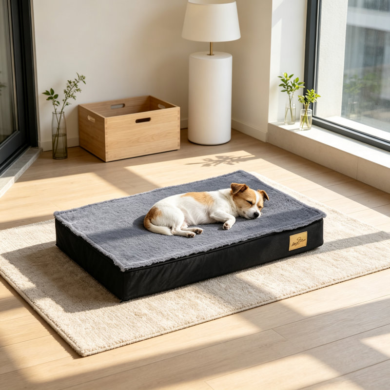 Orthopedic Memory Foam Fleece Pet Bed, 8cm H x 78cm W x 48cm D